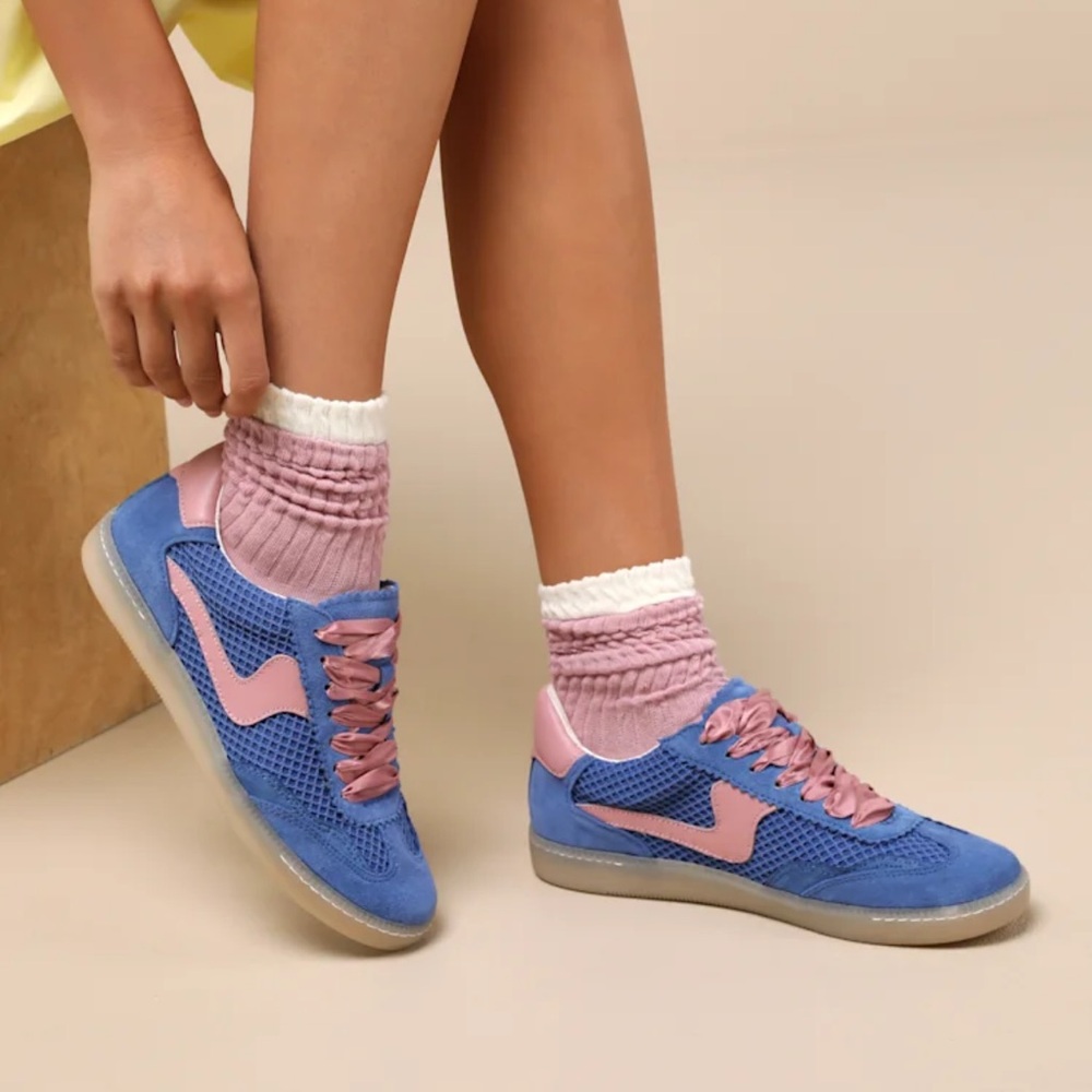Dolce Vita Blue and Pink Low-Top Mesh Sneakers